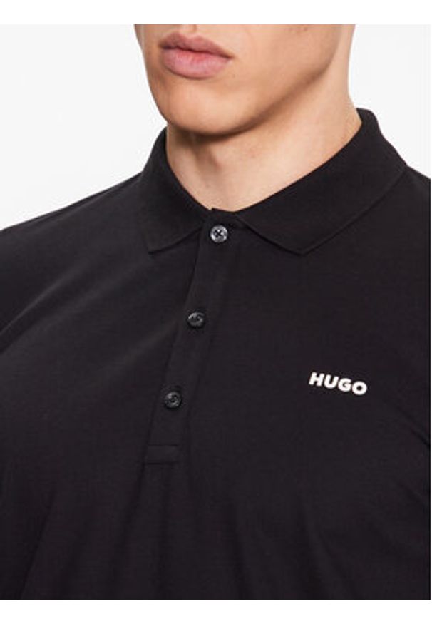 Hugo Polo 50470547 Czarny Slim Fit. Typ kołnierza: polo. Kolor: czarny. Materiał: bawełna