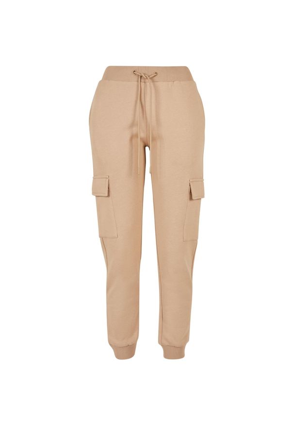 Damskie spodnie dresowe cargo Urban Classics GT. Kolor: beżowy. Materiał: dresówka. Długość: długie
