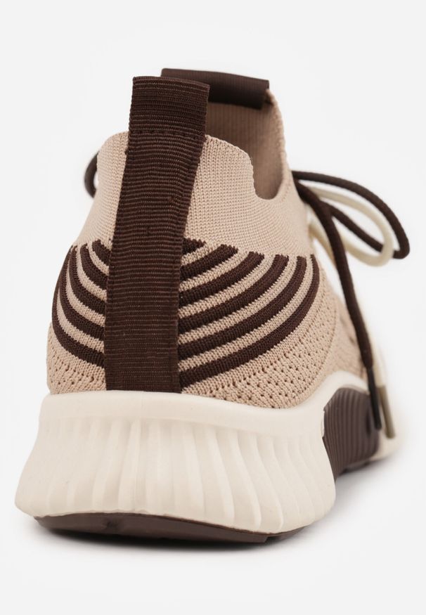 Born2be - Ciemnobeżowe Sneakersy z Podwójnym Sznurowaniem Fontarin. Okazja: na co dzień. Kolor: beżowy. Materiał: jeans