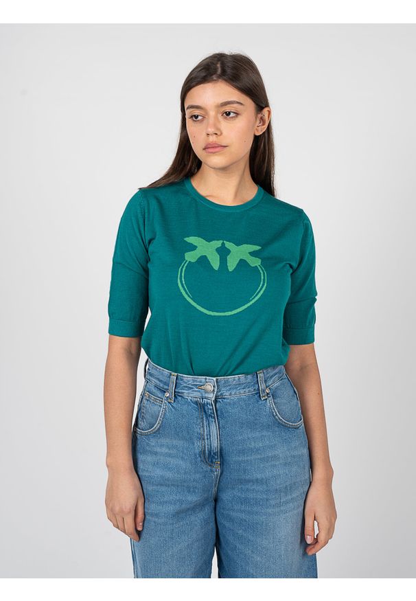 Pinko Bluzka "Fashion" | 1G181V A02S | Kobieta | Zielony. Okazja: na co dzień. Kolor: zielony. Materiał: wełna. Wzór: jednolity. Styl: casual