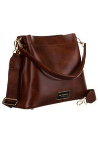 Shopperka brązowa Peterson PTN H3655. Kolor: brązowy. Wzór: gładki. Materiał: skórzane