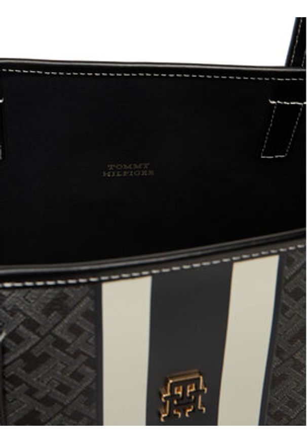 TOMMY HILFIGER - Tommy Hilfiger Torebka Th Monoplay Le Maxi Tote AW0AW17697 Czarny. Kolor: czarny. Materiał: skórzane
