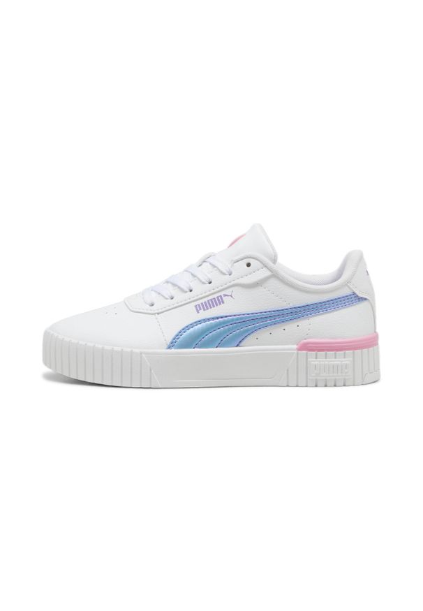 Trenerzy damscy Puma Carina 2.0 Bouncy Sky. Kolor: biały, niebieski, wielokolorowy, różowy. Materiał: materiał, syntetyk, tkanina. Sezon: lato. Sport: turystyka piesza