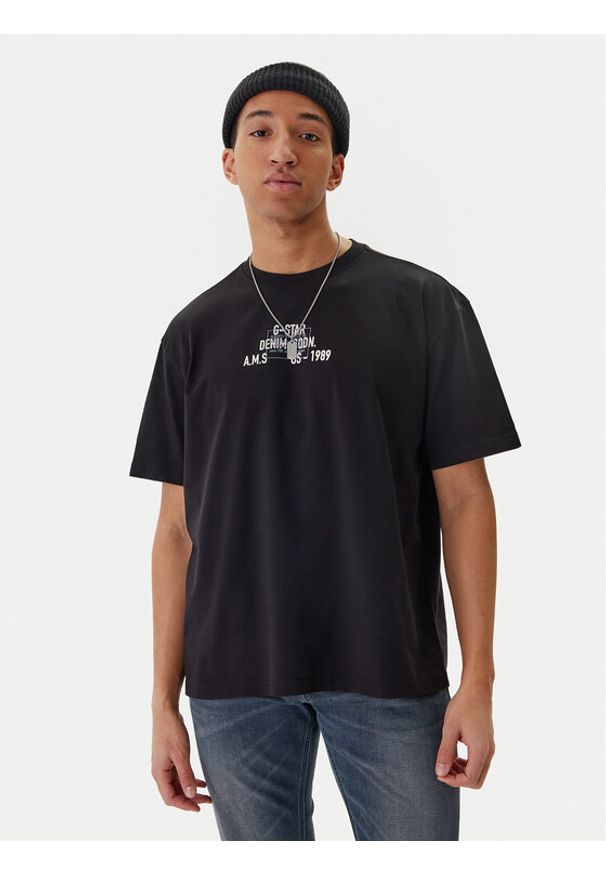 G-Star RAW - G-Star Raw T-Shirt Multi Technique D29296-E385 Czarny Relaxed Fit. Kolor: czarny. Materiał: bawełna