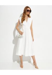 prada - PRADA - Biała plisowana sukienka midi. Kolor: biały. Materiał: tkanina. Długość: midi #2