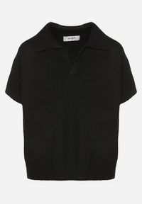 Born2be - Czarny Sweter z Wełną z Krótkim Rękawem i Kołnierzykiem Tevalina. Kolor: czarny. Materiał: wełna. Długość rękawa: krótki rękaw. Długość: krótkie. Styl: elegancki, klasyczny #4