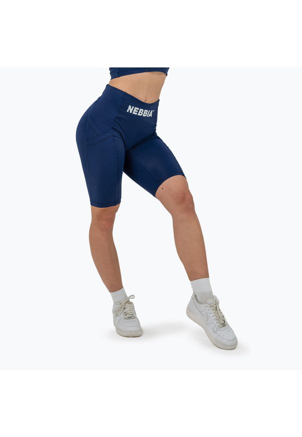 Spodenki NEBBIA High Waisted Biker Gym Therapy. Kolor: niebieski. Sport: fitness