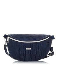 PAOLO PERUZZI - Skórzana saszetka nerka damska Paolo Peruzzi Z-15-N. Kolor: niebieski. Wzór: geometria, kropki, nadruk. Materiał: skórzane #1