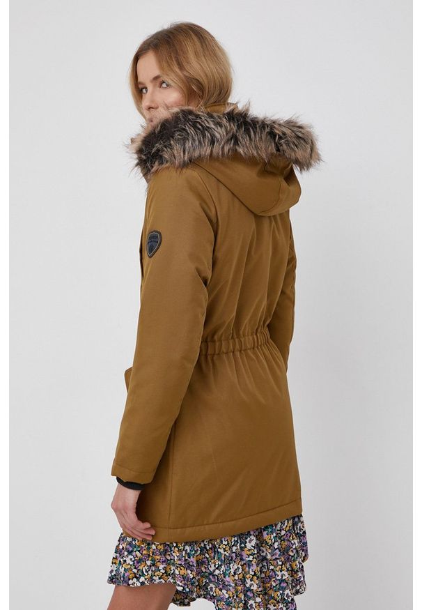 only - Only - Kurtka. Okazja: na co dzień. Kolor: zielony. Materiał: włókno, materiał, futro. Styl: casual