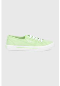 Pepe Jeans tenisówki brady w basic damskie kolor zielony. Nosek buta: okrągły. Zapięcie: sznurówki. Kolor: zielony. Materiał: guma #1