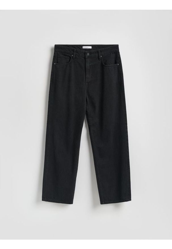 Reserved - Jeansy loose z efektem sprania - czarny. Kolor: czarny
