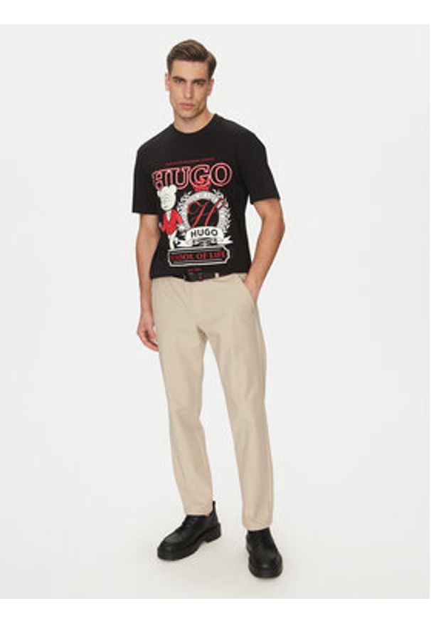 Hugo - HUGO T-Shirt Daporoni 50538254 Czarny Relaxed Fit. Kolor: czarny. Materiał: bawełna