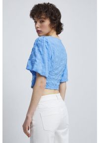 medicine - Medicine bluzka damska kolor niebieski. Kolor: niebieski. Materiał: materiał. Długość rękawa: krótki rękaw. Długość: krótkie #5