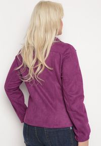 Born2be - Fioletowa Kurtka Ramoneska z Imitacji Zamszu z Asymetrycznym Suwakiem Maisen. Kolekcja: plus size. Kolor: fioletowy. Materiał: zamsz #6