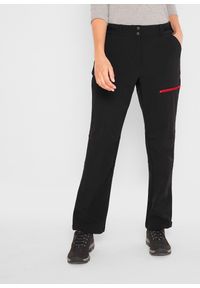 bonprix - Spodnie softshell ze stretchem, z kieszeniami, hydrofobowe. Kolor: czarny. Materiał: softshell, materiał #1