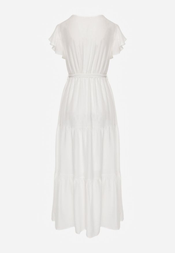 Born2be - Biała Sukienka Cephemus. Kolor: biały. Materiał: materiał. Wzór: jednolity, gładki. Sezon: lato. Typ sukienki: rozkloszowane, kopertowe. Styl: wakacyjny. Długość: maxi