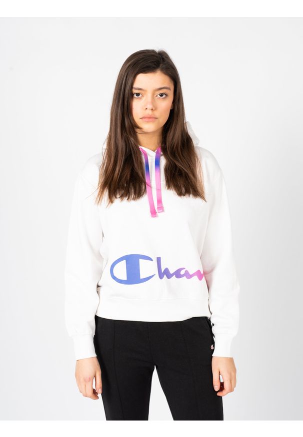 Champion Bluza "Hoodie" | 115621 | Kobieta | Biały. Okazja: na co dzień. Kolor: biały. Materiał: bawełna, poliester. Wzór: nadruk. Styl: casual, klasyczny, sportowy