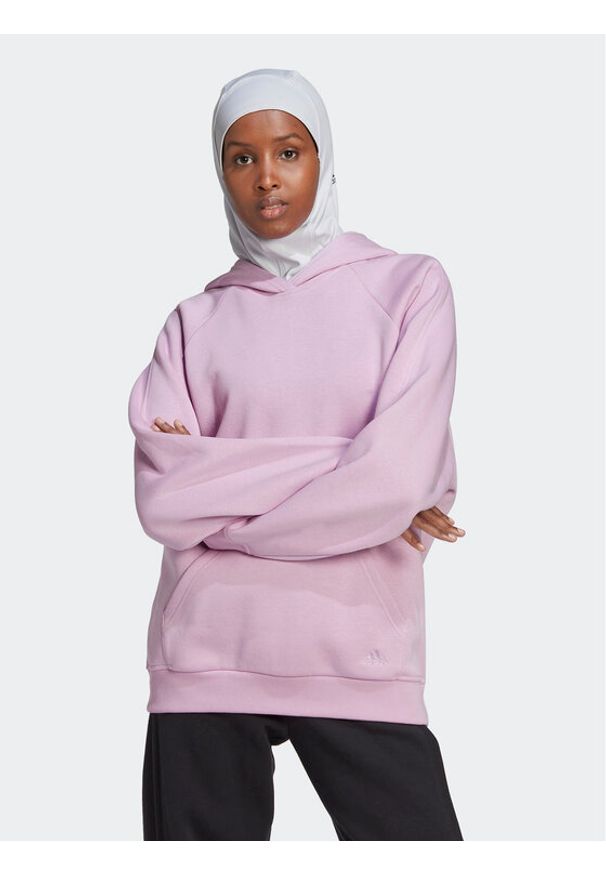 Adidas - adidas Bluza ALL SZN Fleece HN4214 Różowy Loose Fit. Kolor: różowy. Materiał: bawełna