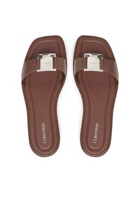 Calvin Klein Klapki Flat Slide W/Ck Hw Big - Lth HW0HW02482 Brązowy. Kolor: brązowy. Materiał: skóra #3