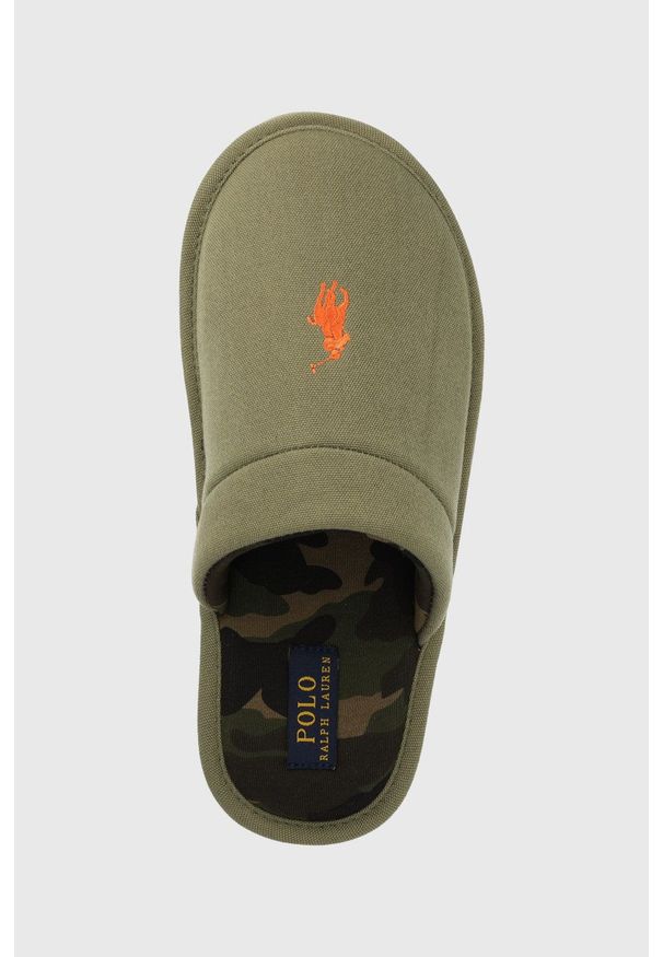 Polo Ralph Lauren kapcie KLARENCE kolor zielony. Kolor: zielony. Materiał: materiał, guma. Wzór: gładki