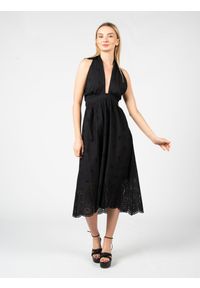 Pinko Sukienka | 102077 A19I | Kobieta | Czarny. Kolor: czarny. Materiał: bawełna. Wzór: haft. Długość: midi #1