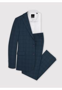 Pako Lorente - Granatowe spodnie garniturowe w subtelną kratę P22SF-6G-024-G-S. Kolor: niebieski. Materiał: poliester, elastan, wiskoza #4