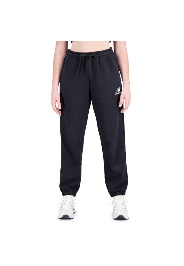 Spodnie New Balance WP31530BK - czarne. Kolor: czarny. Materiał: bawełna, dresówka, poliester