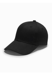 Ombre Clothing - Męska czapka bejsbolówka z daszkiem i ozdobnym haftem – czarna V1. Kolor: czarny. Materiał: bawełna. Wzór: haft. Styl: klasyczny, casual #4