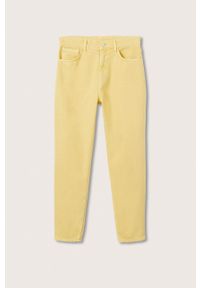mango - Mango jeansy Mom damskie high waist. Okazja: na co dzień. Stan: podwyższony. Kolor: żółty. Styl: casual