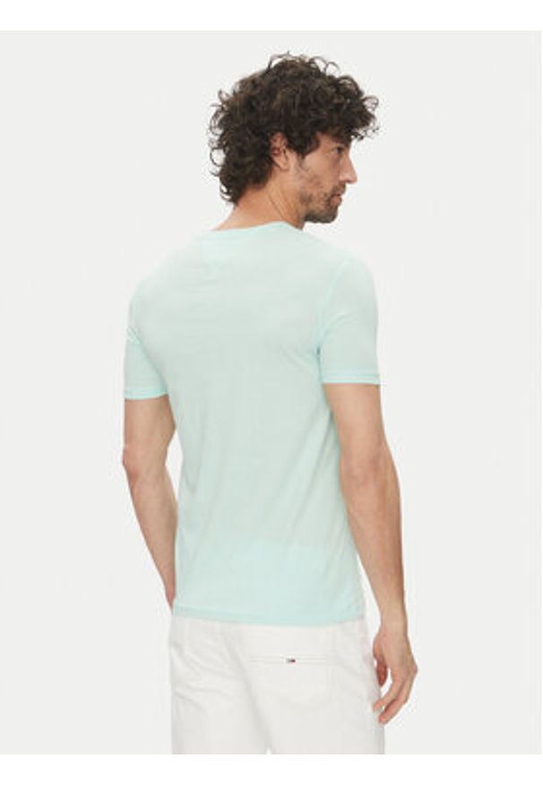 Tommy Jeans T-Shirt DM0DM20363 Zielony Slim Fit. Kolor: zielony. Materiał: syntetyk, bawełna