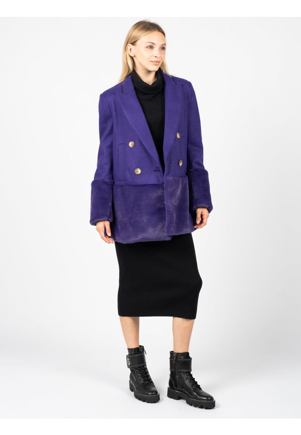 Silvian Heach Płaszcz "Nichiren" | CVA22028GC | Nichiren | Kobieta | Fioletowy. Kolor: fioletowy. Materiał: poliester, akryl, wełna. Wzór: aplikacja