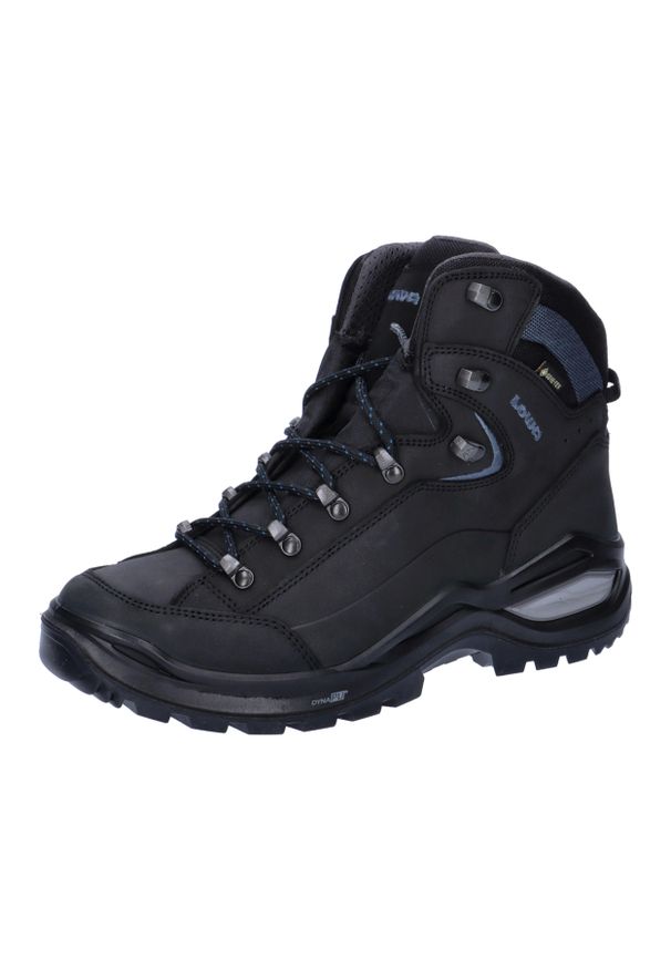 Buty trekkingowe damskie Lowa Renegade Evo Mid Gtx. Wysokość cholewki: za kostkę. Zapięcie: sznurówki. Kolor: szary, niebieski, wielokolorowy, czarny. Materiał: skóra. Szerokość cholewki: normalna