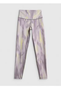 4f - 4F Legginsy treningowe szybkoschnące damskie - żółte L. Stan: podwyższony. Kolor: żółty. Sport: fitness #1