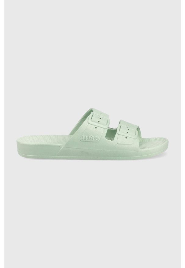 Freedom Moses klapki SAGE damskie kolor zielony FM.SAGE. Kolor: zielony. Materiał: guma. Obcas: na obcasie. Wysokość obcasa: niski
