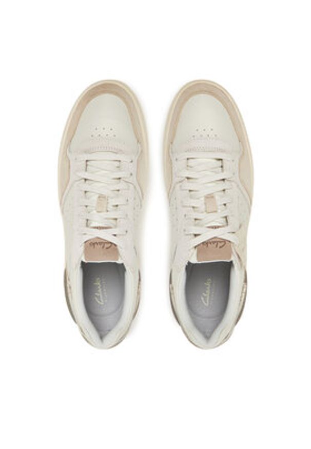 Clarks Sneakersy Courtlite2 Lo 26181290 Écru. Materiał: skóra, zamsz