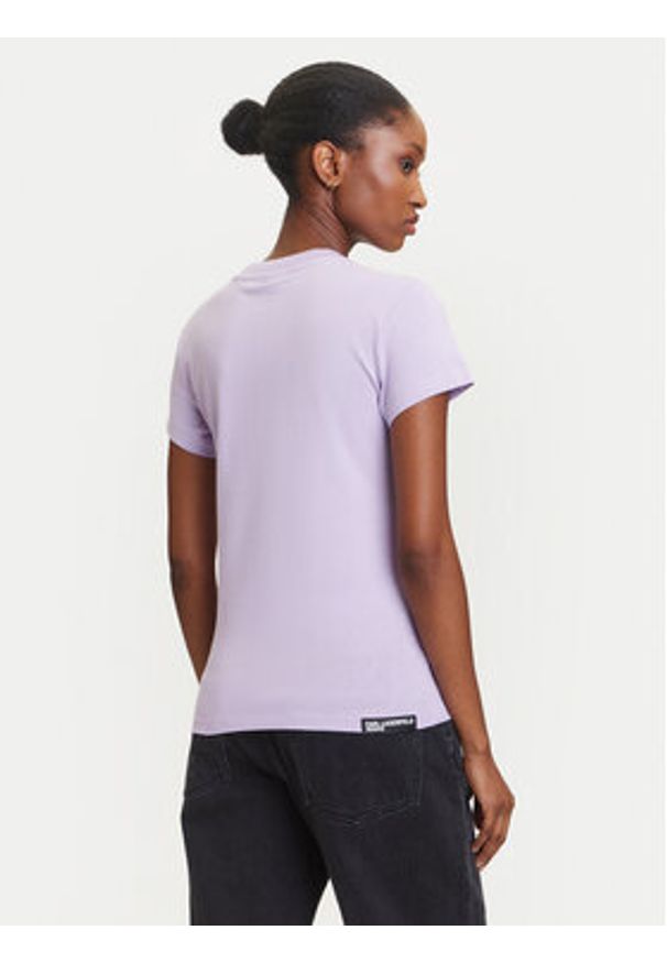 Karl Lagerfeld Jeans T-Shirt A1W17004 Fioletowy Slim Fit. Kolor: fioletowy. Materiał: bawełna