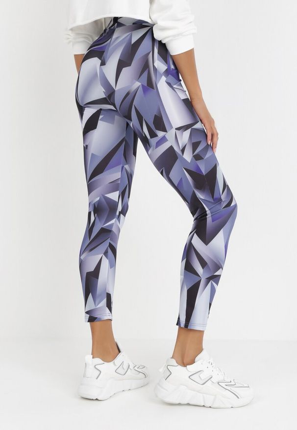 Born2be - Fioletowe Legginsy Kasameia. Stan: podwyższony. Kolor: fioletowy. Materiał: materiał, włókno. Długość: długie. Wzór: nadruk. Styl: elegancki, sportowy