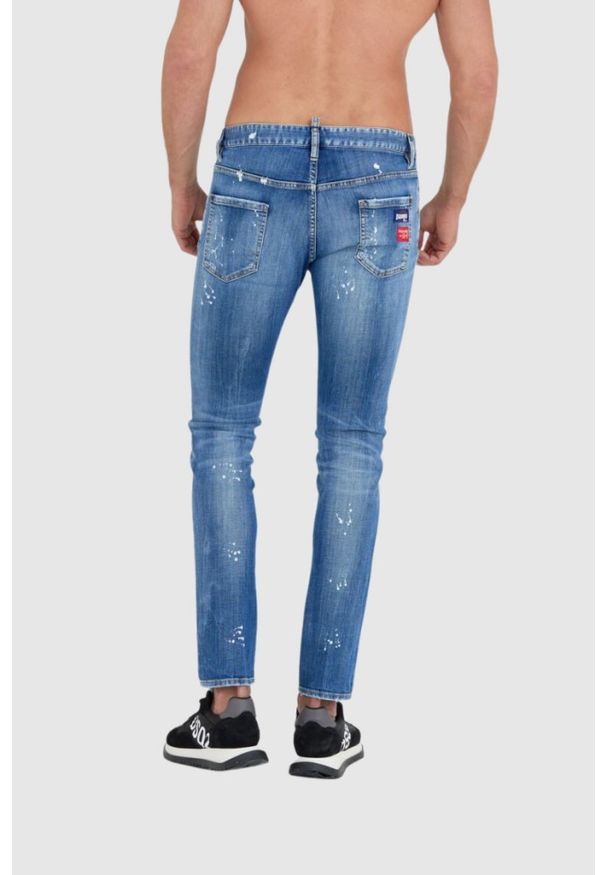 DSQUARED2 Niebieskie męskie jeansy medium bleached spots wash cool guy, Rozmiar 46. Kolor: niebieski
