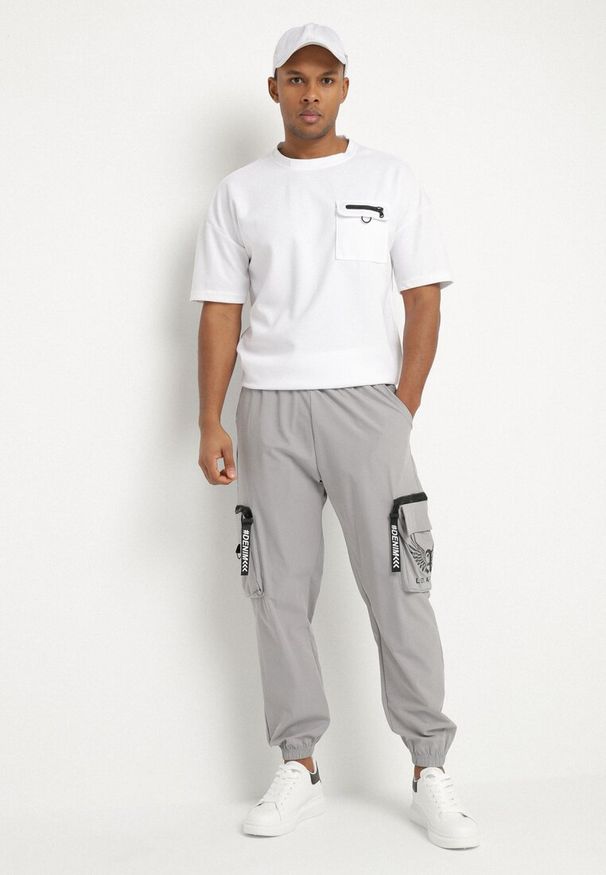 Born2be - Szare Spodnie Dresowe w Stylu Cargo Efalitha. Kolor: szary. Materiał: dresówka. Styl: sportowy