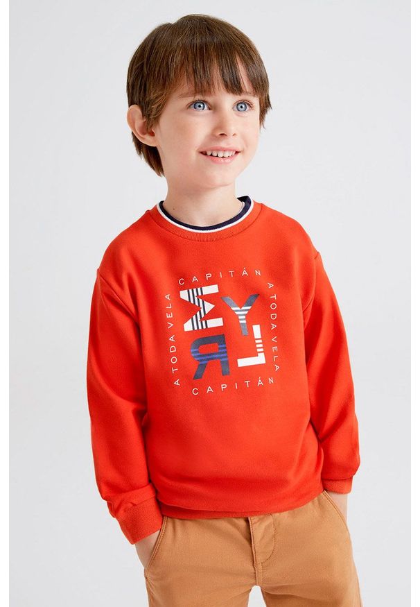 Mayoral bluza dziecięca kolor czerwony z nadrukiem. Okazja: na co dzień. Kolor: czerwony. Wzór: nadruk. Styl: casual