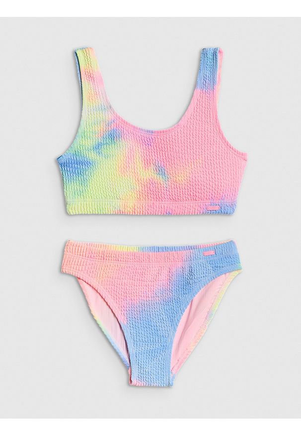 4f - 4F Kostium kąpielowy dwuczęściowy dziewczęcy - multikolor 122/128 (6-8 lat). Kolor: wielokolorowy. Materiał: materiał