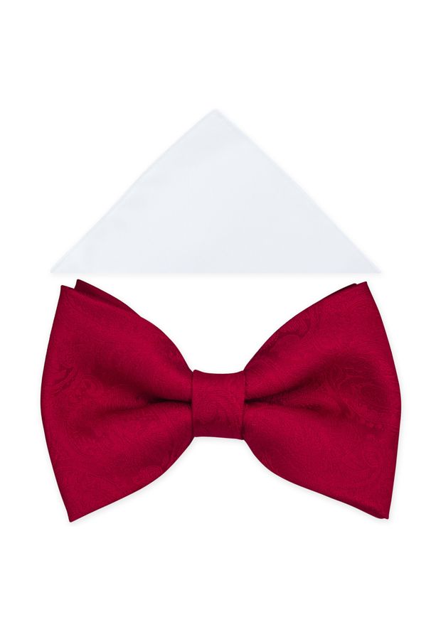 Modini - Czerwona muszka męska we wzór - paisley A403. Kolor: czerwony. Materiał: poliester, tkanina. Wzór: paisley. Styl: elegancki