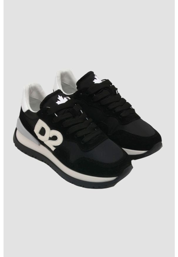 DSQUARED2 Czarne sneakersy Running Low Top, Rozmiar 36. Kolor: czarny. Materiał: skóra. Sport: bieganie