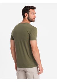 Ombre Clothing - T-shirt męski bawełniany z printem militarnym - khaki V2 OM-TSPT-0164 - XXL. Kolor: brązowy. Materiał: bawełna. Długość rękawa: krótki rękaw. Długość: krótkie. Wzór: moro, nadruk. Styl: militarny #4