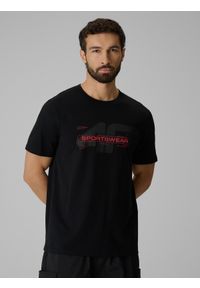 4f - 4F T-shirt regular z nadrukiem męski - czarny M. Okazja: na co dzień, do pracy, na spacer. Kolor: czarny. Materiał: bawełna, materiał. Wzór: nadruk. Styl: casual #1