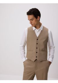 Reserved - Kamizelka garniturowa - beżowy. Kolor: beżowy. Materiał: tkanina, wiskoza #1