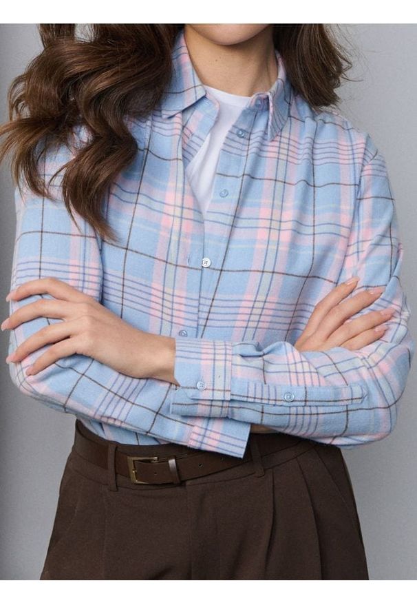 Sinsay - Flanelowa koszula w kratę - różowy. Kolor: różowy