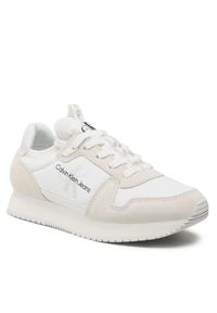 Calvin Klein Jeans Sneakersy Runner Sock Laceup Ny-Lth W YW0YW00840 Biały. Kolor: biały. Materiał: materiał #1