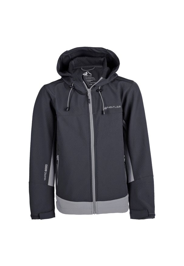 Dziecięca kurtka wodoodporna Whistler Ryder W-Pro 8000. Kolor: czarny, szary, wielokolorowy. Materiał: softshell. Styl: sportowy