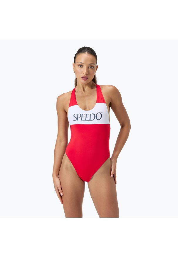 Strój pływacki jednoczęściowy damski Speedo Colourblock Racerback. Kolor: czerwony